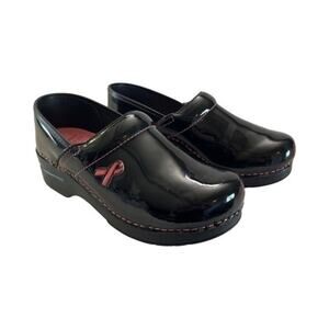 Dansko Professional Clogs Breast Cancer Awareness Size 38 Black Patent Leather